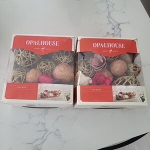 ​Set of 2 Opalhouse Floral & Rattan Vase Filler | Shabby Chic Boho Bowl Filler